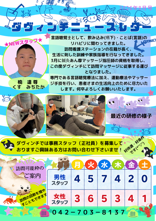 新規に入職される訪問スタッフの紹介です。