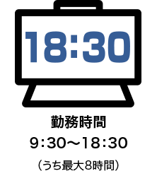 勤務時間9:30～18:30（うち最大8時間）